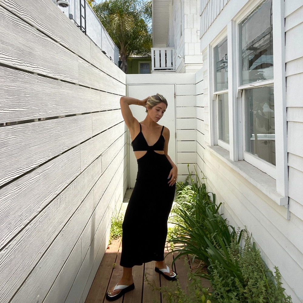 Cutout black midi dress